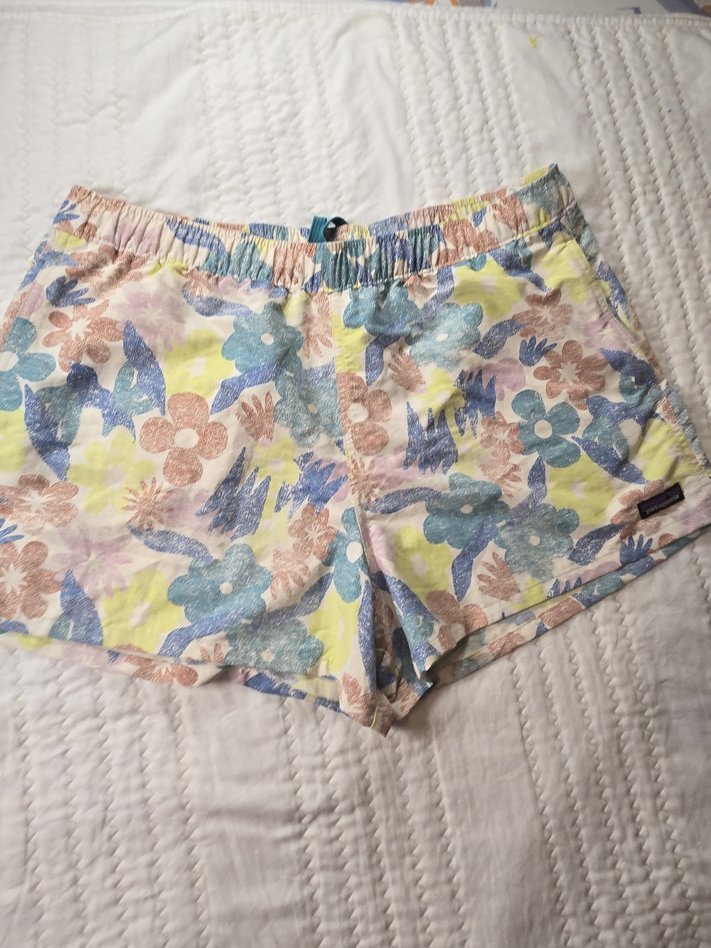 Patagonia Floral Print Women’s Shorts - Blue, Pink, Yellow